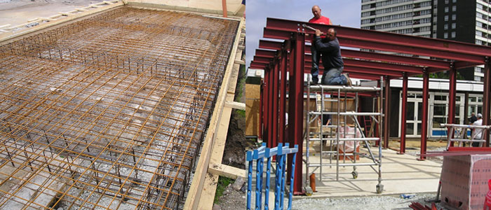 School building with foundations